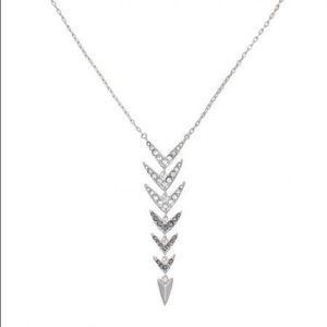 Stella & Dot reversible Arrow drop necklace with pave stones